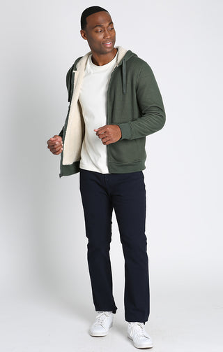 Forest Green Sherpa Lined Waffle Hoodie - JACHS NY
