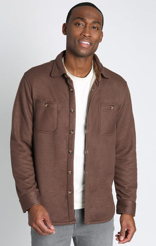 Brown Sherpa Lined Waffle Shirt Jacket - JACHS NY