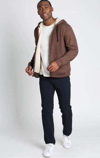 Brown Sherpa Lined Waffle Hoodie - JACHS NY