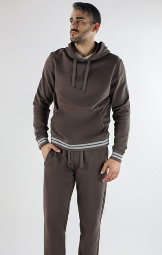 Brown Sueded Fleece Varsity Jogger - JACHS NY