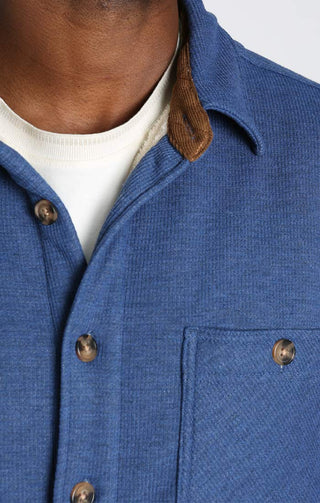 Blue Sherpa Lined Waffle Shirt Jacket - JACHS NY