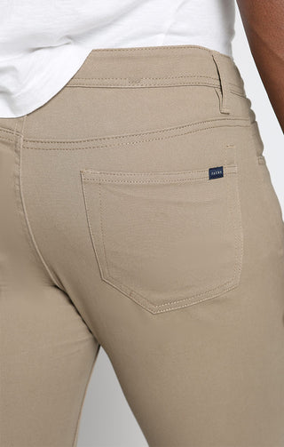 Taupe Stretch Slim Fit 5 Pocket Twill Pant - JACHS NY