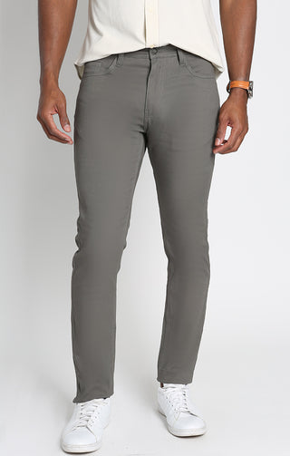 Grey Stretch Slim Fit 5 Pocket Twill Pant - JACHS NY