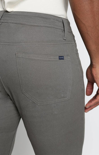 Grey Stretch Straight Fit 5 Pocket Twill Pant - JACHS NY