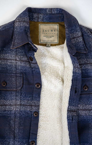 Indigo Sherpa Lined Flannel Shirt Jacket - JACHS NY