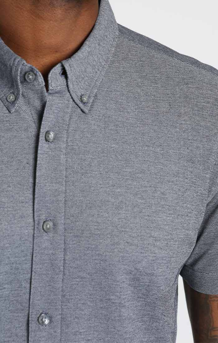 Navy Knit Oxford Stretch Short Sleeve Shirt – JACHS NY