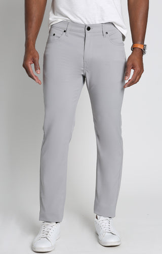 Grey Straight Fit 5 Pocket Tech Pant - JACHS NY