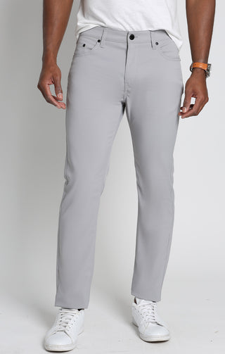 Grey Straight Fit 5 Pocket Tech Pant - JACHS NY