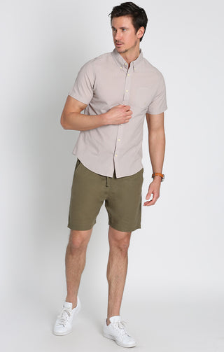 Taupe Seersucker Short Sleeve Shirt - JACHS NY