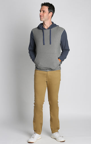 Grey and Navy Ultra Soft Ribbed Color Block Hoodie - JACHS NY