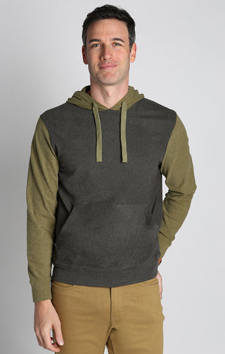 Charcoal and Green Ultra Soft Ribbed Color Block Hoodie - JACHS NY