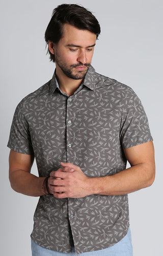 Grey Print Gravityless Short Sleeve Shirt - JACHS NY