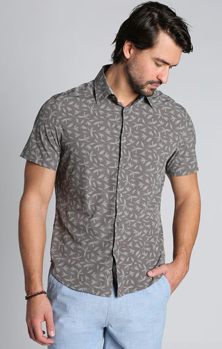 Grey Print Gravityless Short Sleeve Shirt - JACHS NY