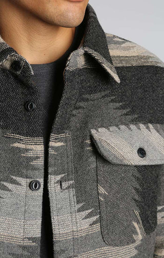 Charcoal Aztec Wool Shirt - JACHS NY