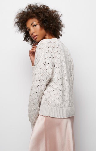 Cropped Crochet Knit V Neck Sweater - JACHS NY
