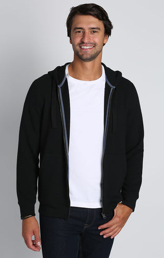 Black Waffle Ottoman Soft Touch Hoodie - JACHS NY
