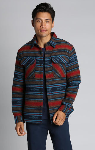 Blanket Stripe Wool Blend Shirt Jacket - JACHS NY