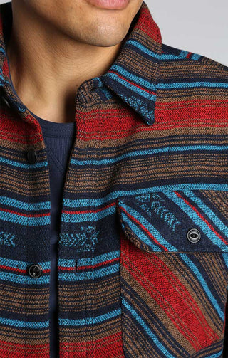 Blanket Stripe Wool Blend Shirt Jacket - JACHS NY
