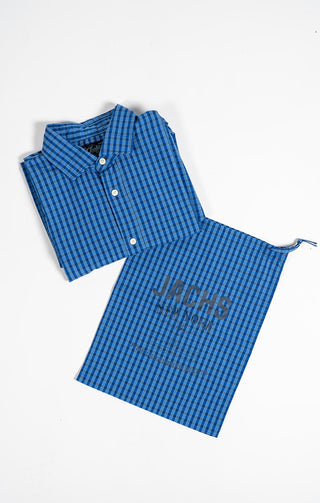 Blue Plaid Laundered Shirt - JACHS NY