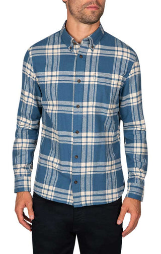 Blue White Plaid Flannel Shirt - JACHS NY