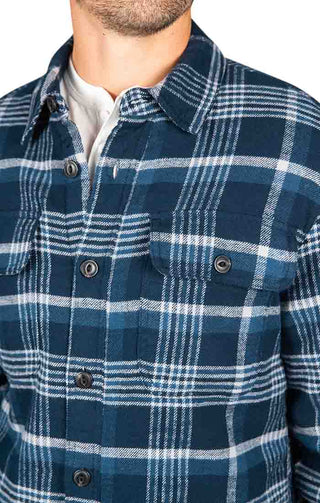Navy Sherpa Flannel Shirt Jacket - JACHS NY