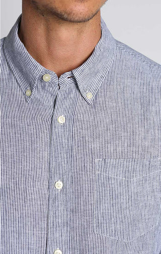 Blue Striped Linen Blend Shirt - JACHS NY