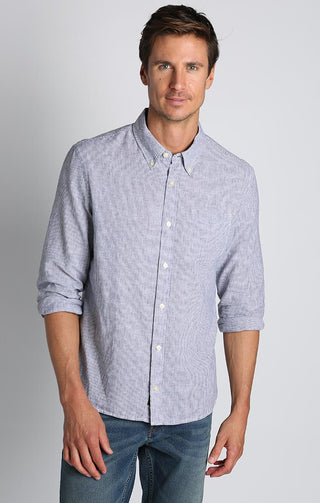 Blue Striped Linen Blend Shirt - JACHS NY