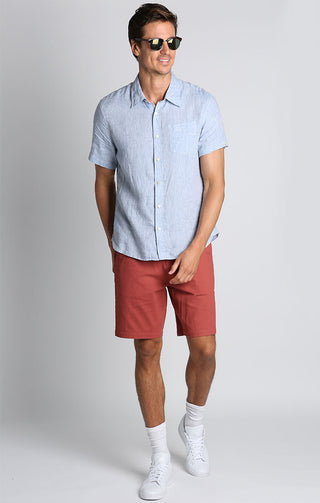 Blue Linen Short Sleeve Shirt – JACHS NY