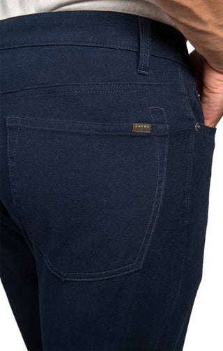 Navy Straight Fit Stretch Canvas Pant - JACHS NY