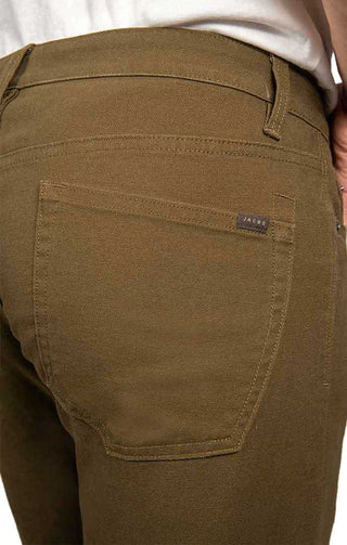 Brown Straight Fit Stretch Canvas Pant - JACHS NY