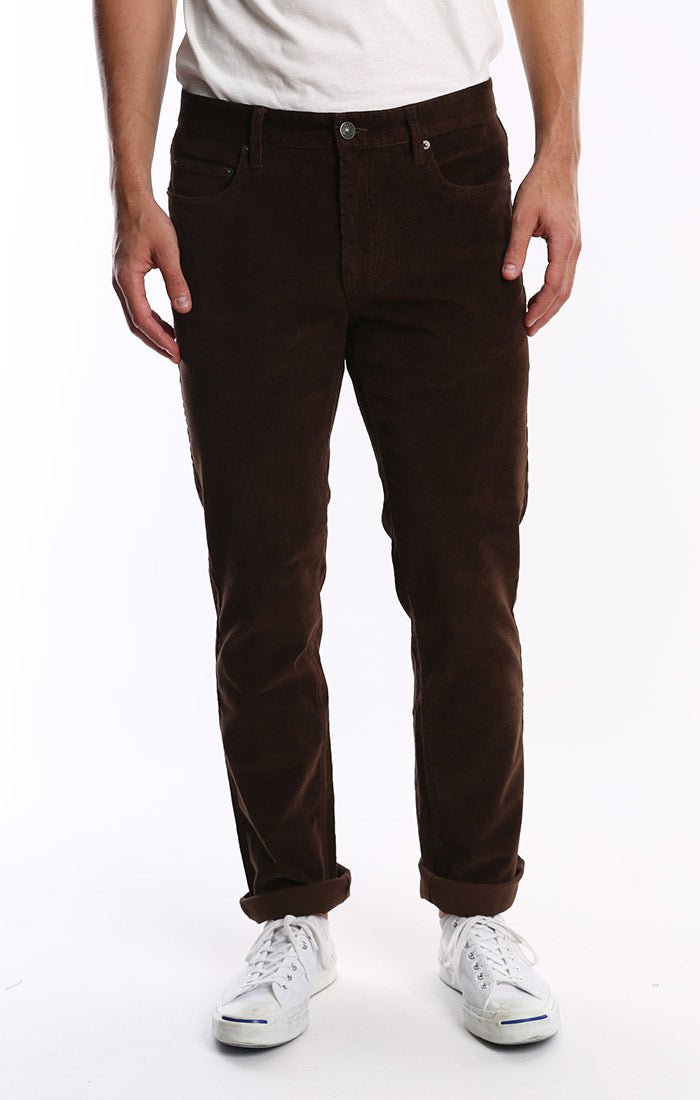 Brown Straight Fit Stretch Corduroy Pant