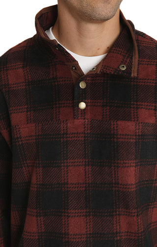 Red Plaid Fleece Mock Neck Pullover - JACHS NY
