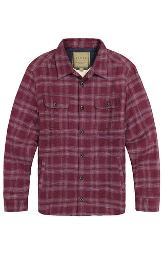 Burgundy Sherpa Lined Flannel Shirt Jacket - JACHS NY