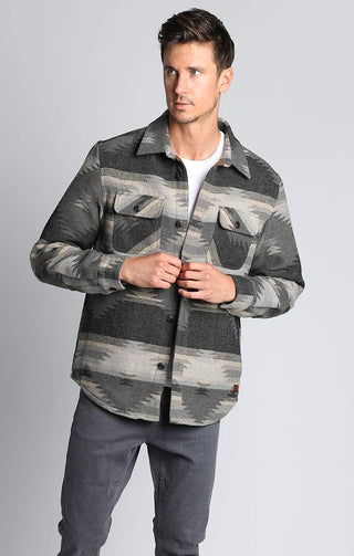 Charcoal Aztec Wool Blend Shirt Jacket - JACHS NY