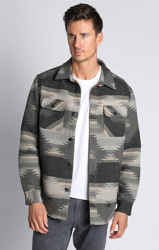 Charcoal Aztec Wool Blend Shirt Jacket - JACHS NY