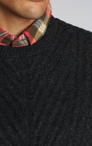Charcoal Dynamic Ribbed Crewneck Sweater - JACHS NY