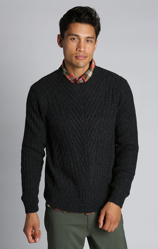 Charcoal Dynamic Ribbed Crewneck Sweater - JACHS NY
