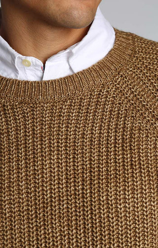 Copper Marled Ribbed Crewneck Sweater - JACHS NY