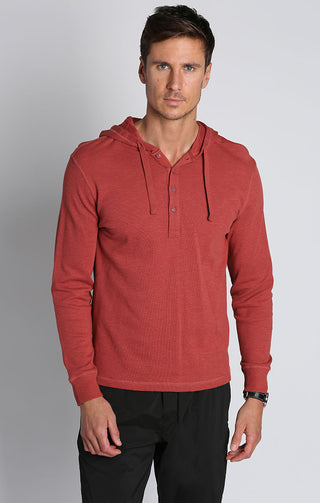 Cowhide Waffle Hooded Henley - JACHS NY
