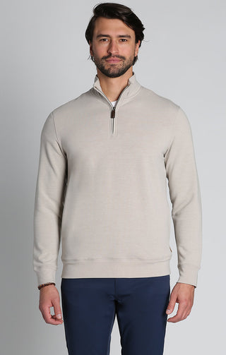 Cream Soft Touch Quarter Zip Pullover - JACHS NY