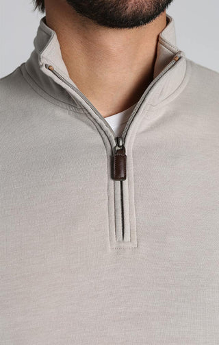 Cream Soft Touch Quarter Zip Pullover - JACHS NY