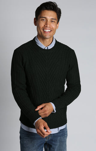 Forest Green Dynamic Ribbed Crewneck Sweater - JACHS NY