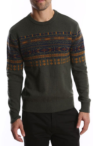 Forest Green Fair Isle Merino Wool Sweater - JACHS NY
