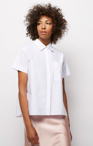 Giza Cotton Short Sleeve Boxy Shirt - JACHS NY