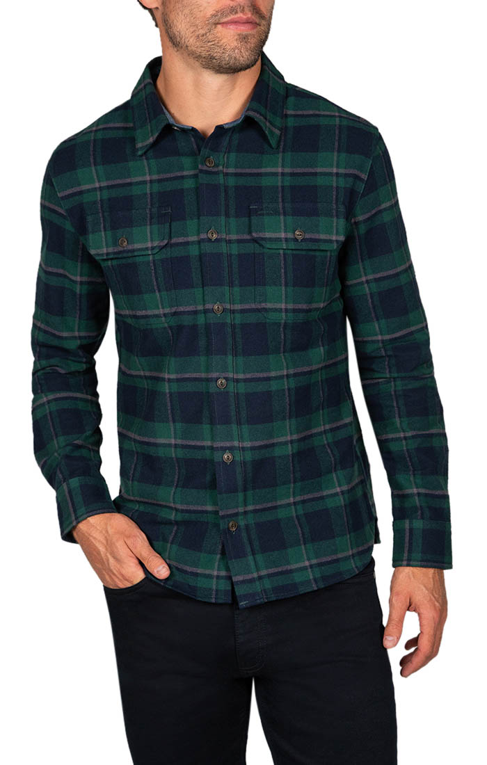 John Henric Men's Green Flannel Shirt Size 44