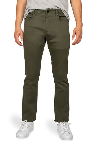 Green Straight Fit Stretch Canvas Pant - JACHS NY