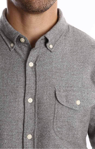 Grey Jaspe Brushed Flannel Shirt - JACHS NY