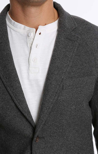 Charcoal Wool Flannel Blazer - JACHS NY