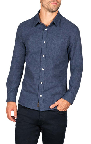 Navy Brushed Flannel Oxford Shirt - JACHS NY