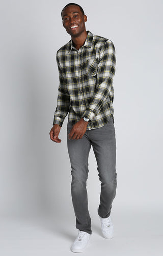 Black and Yellow Plaid Flannel Workshirt - JACHS NY
